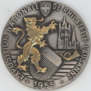 Médaille Exposition Nationale de Philatelie Lausanne 1955 (ss-vz) en argent