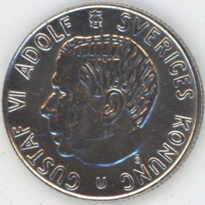 Suède 1 Krona 1965 Gustaf VI (vz) en argent