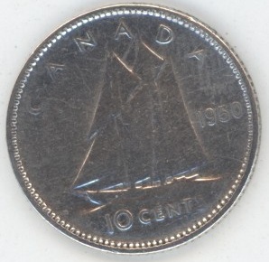 Canada 10 Cents 1950 Georges VI (ss) en argent