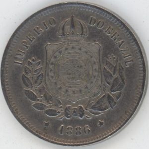 Brésil 100 Reis 1886 Pedro II (ss+)