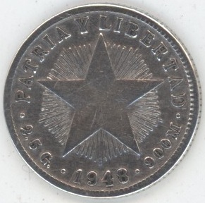 Cuba 10 Centavos 1948 (ss) en argent