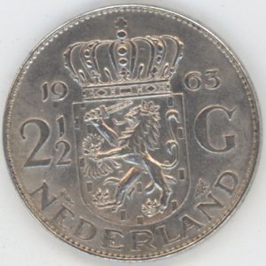 Pays-Bas 2-1/2 Gulden 1963 Juliana (ss-vz) en argent