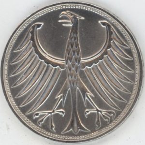 Allemagne 5 Mark 1972 F (ss+) en argent