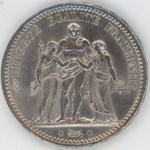 France 5 Francs Hercule 1873 A (vz) en argent