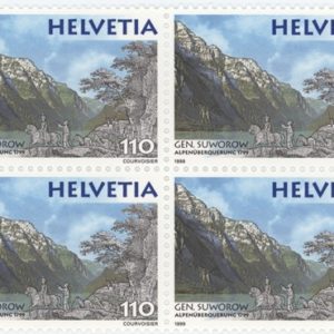Timbres Bloc de quatre 2014 Emission commune Russie/Suisse Général Suvorov Traversée des Alpes en 1799 Lac du Klöntal Neuf