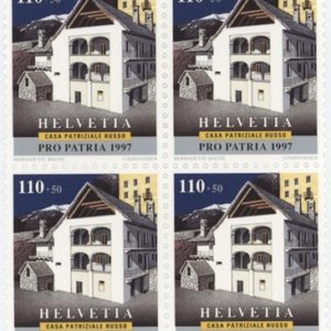 Timbres Bloc de quatre Pro Patria 1997 Biens culturels et paysages Casa Patriziale Russo Neuf