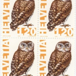 Timbres Bloc de quatre 1995 Animaux en danger Chouette Chevêche Neuf