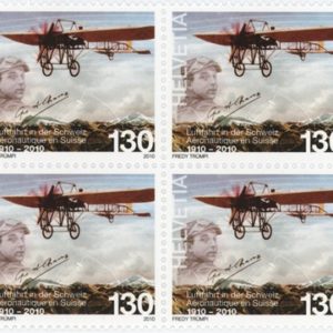 Timbres Bloc de quatre 2010 Cent ans d'aviation en Suisse Geo Chavez Neuf