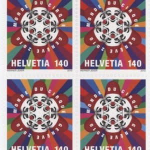 Timbres Bloc de quatre 2010 Monde du Cirque Genève Neuf