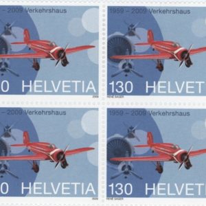 Timbres Bloc de quatre 2009 Cinquantenaire du Musée Suisse des Transports Lokheed Orion 9C Spécial Neuf