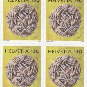 Timbres Bloc de quatre 2009 Hans Erni Main Humaine Neuf