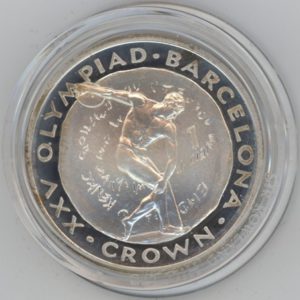 Gibraltar 1 Crown 1991 Elizabeth II Discus Thrower (unz) en argent
