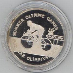 Turquie 20.000 Lira 1992 Jeux olympiques de Barcelone (unz) en argent