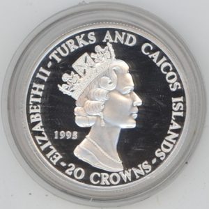 Turks et Caicos Islands 20 Crowns 1995 Sprinter Atlanta 1996 (unz) en argent