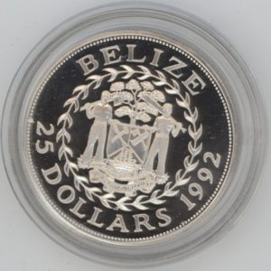 Belize 25 Dollars 1992 Jeux Olympiques Barcelone (unz) en argent