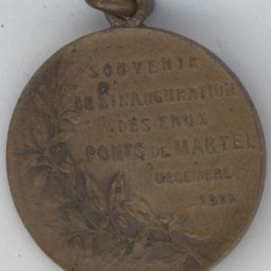 Médaille Neuchâtel Souvenir de l'Inauguration des Eaux Ponts de Martel 1911 (ss-vz)