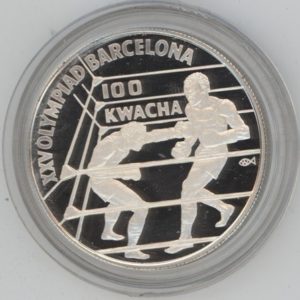 Zambia 100 Kwacha 1992 Jeux olympiques Barcelone (unz) en argent