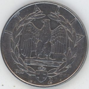 Italie 2 Lire 1940 XVIII Vittorio Emanuele III Magnetic (vz)