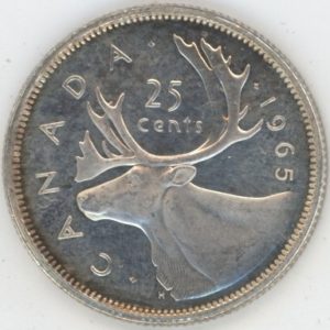 Canada 25 Cents 1965 Elizabeth II (vz) en argent