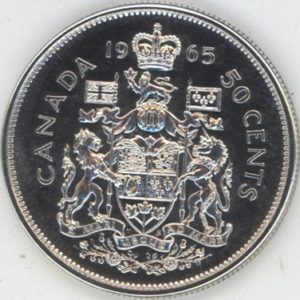 Canada 50 Cents 1965 (ss-vz) en argent