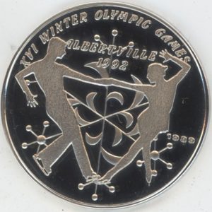 Laos 50 Kip 1989 Winter Olympics Ice dancers (unz) en argent
