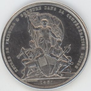 Ecus de Tir 5 Francs 1881 Fribourg (ss-vz)