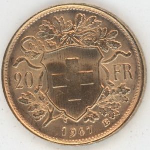 Vreneli 20 Francs OR 1947 (vz)