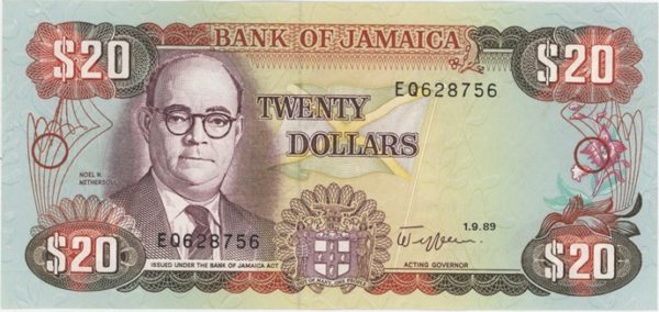 Jamaïque 20 Dollars 1989