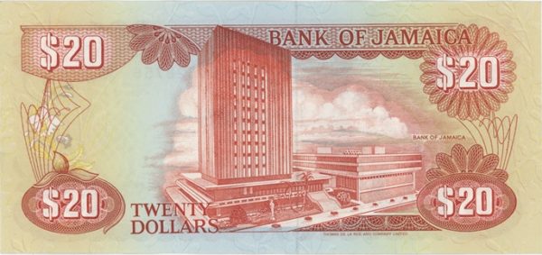 Jamaïque 20 Dollars 1989 – Image 2