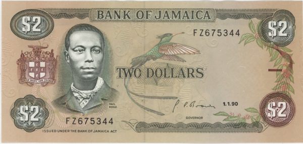 Jamaïque 2 Dollars 1990