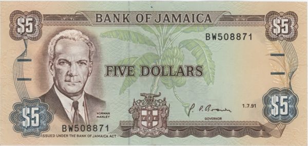 Jamaïque 5 Dollar 1991