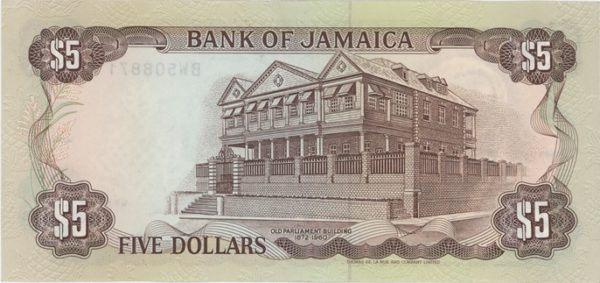 Jamaïque 5 Dollar 1991 – Image 2