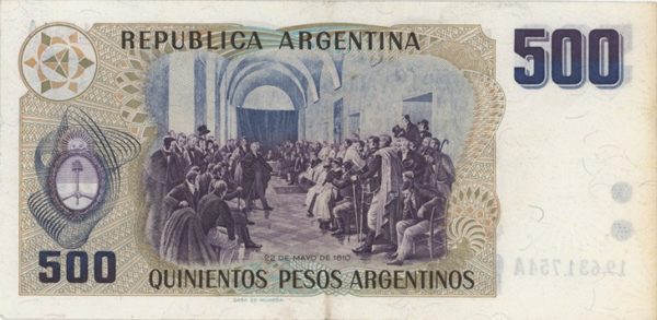 Argentina 500 Pesos Argentinos ND (1984) – Image 2