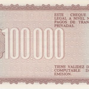 Bolivia 100.000 Pesos Bolivianos 1984 Neuf