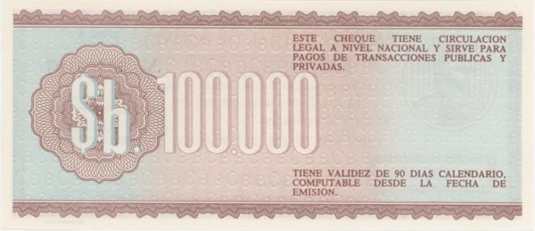 Bolivia 100.000 Pesos Bolivianos 1984 Neuf