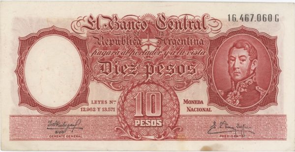 Argentina 10 Pesos ND (1954-63)