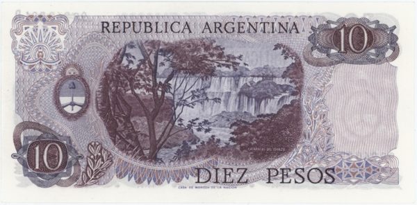 Argentina 10 Pesos ND (1973-76) Neuf – Image 2