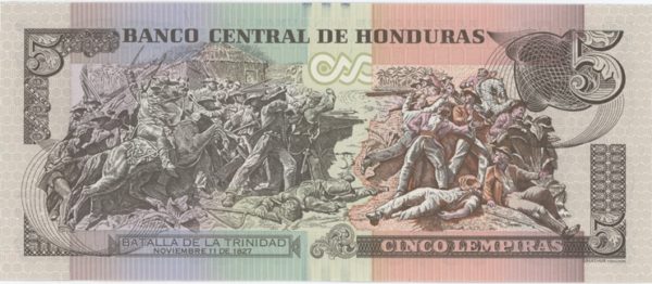 Honduras 5 Lempiras 2014 presque Neuf – Image 2