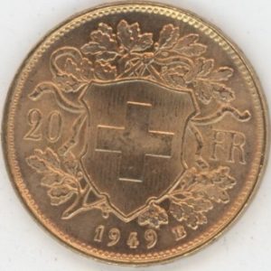 Vreneli 20 Francs OR 1949 (vz)
