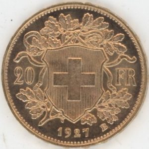 Vreneli 20 Francs OR 1927 (vz-unz)
