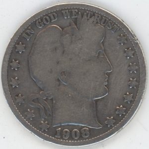 USA Barber Half Dollar 1908 (s-) en argent