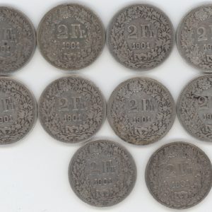 2 Francs 1901 Lot de 10 pièces (s-ss)