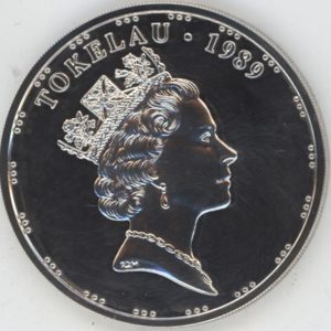 Tokelau 5 Tala 1989 Elizabeth II HMS Dolphin (vz-unz) en argent
