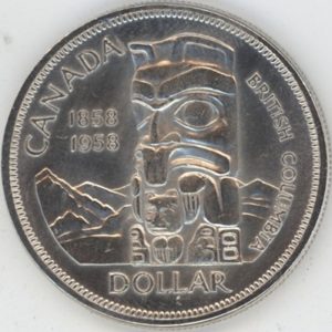 Canada 1 Dollar 1958 Élisabeth II Colombie-Britannique (ss) en argent