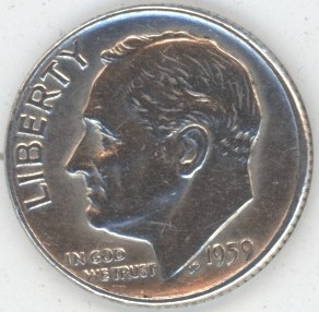 USA Roosevelt Dime 1959 D (ss) en argent
