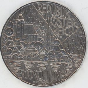 Autriche 500 Schilling 1993 Ville de Hallstatt avec lac (vz) en argent