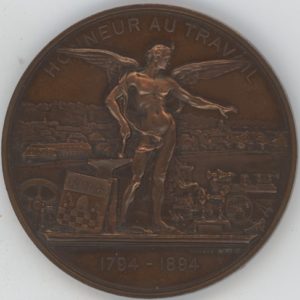 Médaille 1894 Honneur au travail, La Chaux-de-Fonds avant l’incendie (ss+)