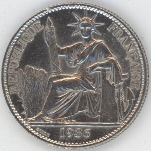 Indochine Française 50 Cent. 1936 (ss+) en argent