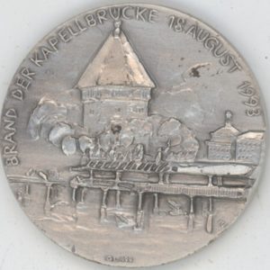 Médaille Luzern Brand der Kapellenbrucke 1993 (vz-unz) en argent