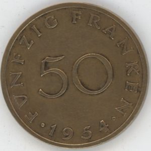 Saarland 50 Franken 1954 (ss)
